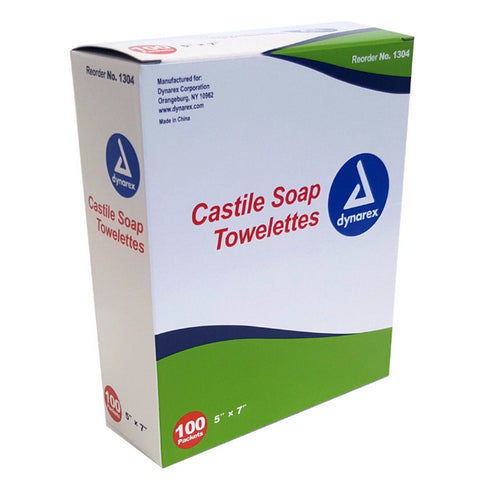 Dynarex Castile Instant Hand & Surface Soap Wipes (100, box of 10)